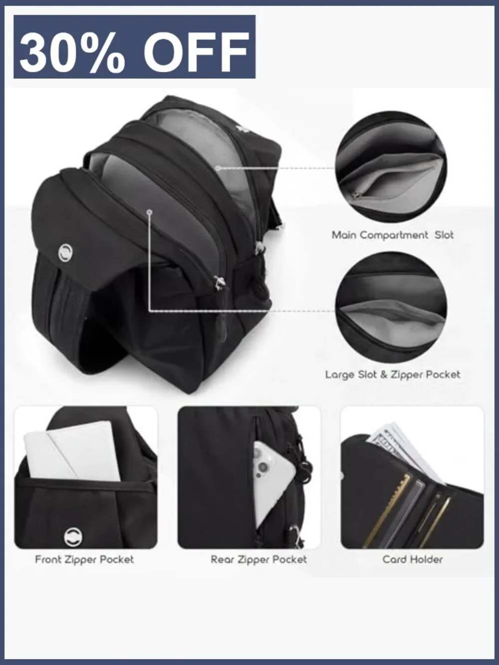 3-in-1 Convertible Anti-Theft Crossbody Sling Backpack for Women Nylon Travel